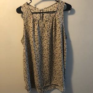 Tan floral sleeveless top
